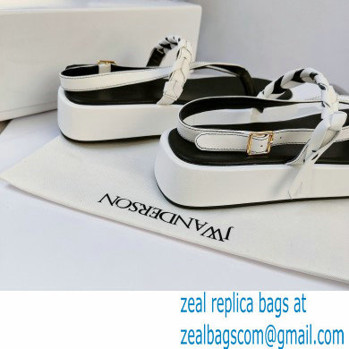 JW Anderson Braided Leather Strap Flatform Sandals White 2021 - Click Image to Close