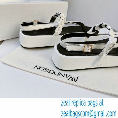 JW Anderson Braided Leather Strap Flatform Sandals White 2021