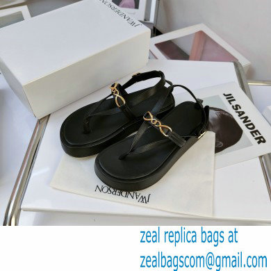 JW Anderson Chain Leather Strap Flatform Sandals Black 2021 - Click Image to Close