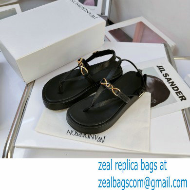 JW Anderson Chain Leather Strap Flatform Sandals Black 2021