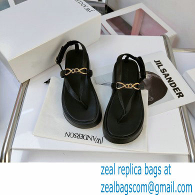 JW Anderson Chain Leather Strap Flatform Sandals Black 2021 - Click Image to Close