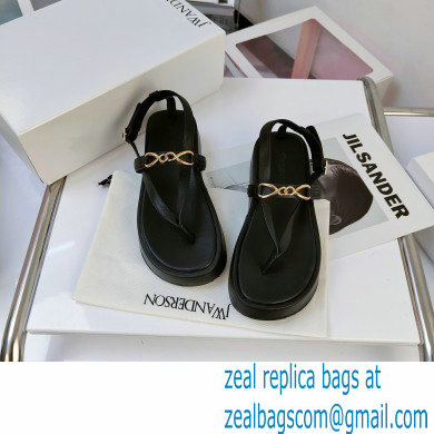 JW Anderson Chain Leather Strap Flatform Sandals Black 2021