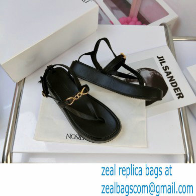 JW Anderson Chain Leather Strap Flatform Sandals Black 2021