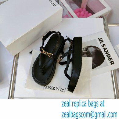 JW Anderson Chain Leather Strap Flatform Sandals Black 2021 - Click Image to Close