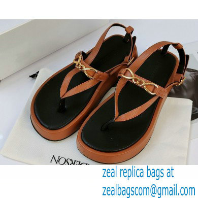 JW Anderson Chain Leather Strap Flatform Sandals Brown 2021