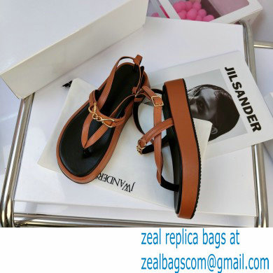 JW Anderson Chain Leather Strap Flatform Sandals Brown 2021