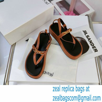 JW Anderson Chain Leather Strap Flatform Sandals Brown 2021