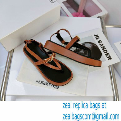 JW Anderson Chain Leather Strap Flatform Sandals Brown 2021