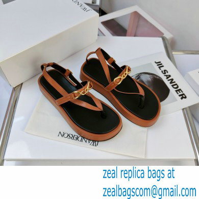 JW Anderson Chain Leather Strap Flatform Sandals Brown 2021