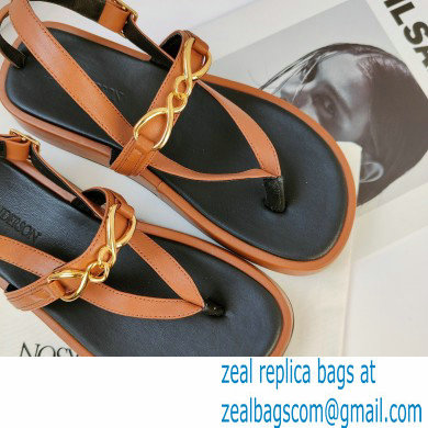 JW Anderson Chain Leather Strap Flatform Sandals Brown 2021