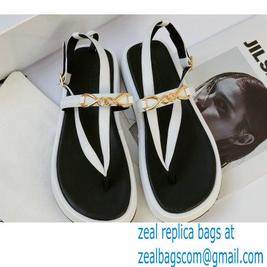 JW Anderson Chain Leather Strap Flatform Sandals White 2021