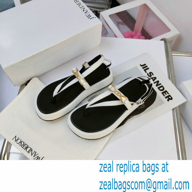 JW Anderson Chain Leather Strap Flatform Sandals White 2021 - Click Image to Close