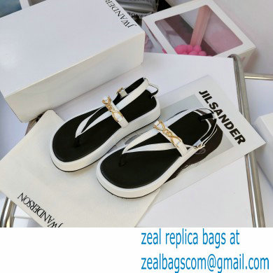 JW Anderson Chain Leather Strap Flatform Sandals White 2021