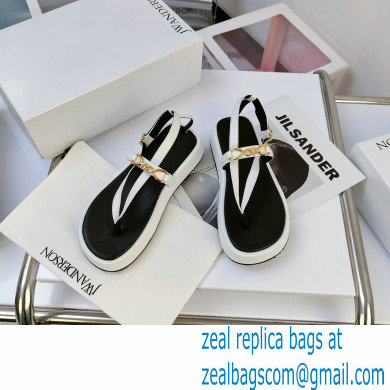 JW Anderson Chain Leather Strap Flatform Sandals White 2021