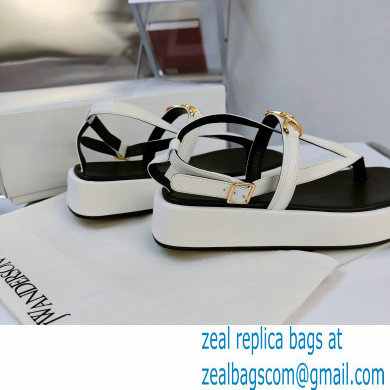 JW Anderson Chain Leather Strap Flatform Sandals White 2021 - Click Image to Close