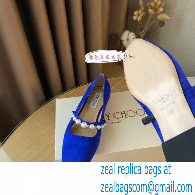 Jimmy Choo Ade Flats Suede Blue with Pearl Embellishment 2021 - Click Image to Close