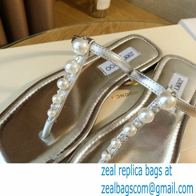 Jimmy Choo Alaina Flats Silver with Pearl Embellishment 2021 - Click Image to Close