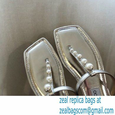 Jimmy Choo Alaina Flats Silver with Pearl Embellishment 2021