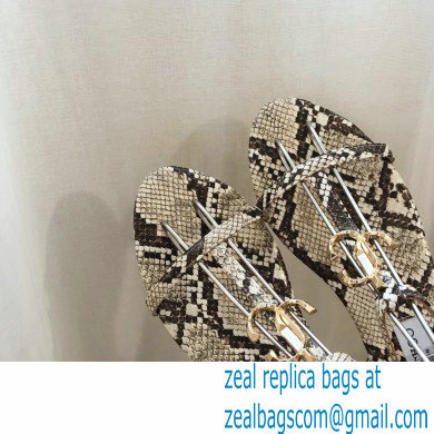 Jimmy Choo Alodie Flats Snake Printed Leather Sandals Gray 2021 - Click Image to Close