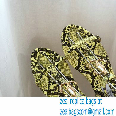 Jimmy Choo Alodie Flats Snake Printed Leather Sandals Yellow 2021 - Click Image to Close