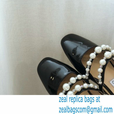 Jimmy Choo Amaya Flats Patent Black with Pearl Embellishment 2021 - Click Image to Close