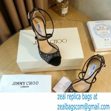 Jimmy Choo Heel 10.5cm EMSY Sandals Glitter Black 2021