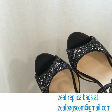 Jimmy Choo Heel 10.5cm EMSY Sandals Glitter Black 2021