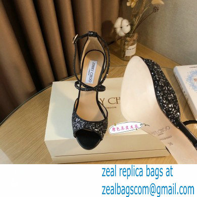 Jimmy Choo Heel 10.5cm EMSY Sandals Glitter Black 2021