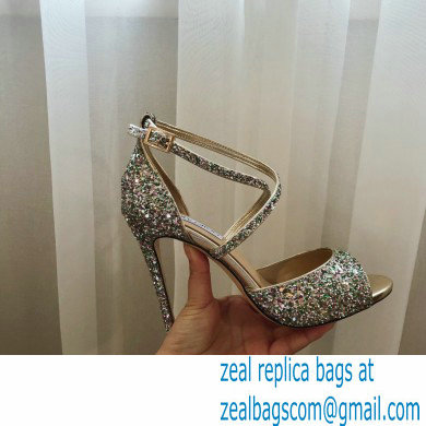 Jimmy Choo Heel 10.5cm EMSY Sandals Glitter Silver 2021