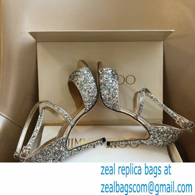 Jimmy Choo Heel 10.5cm EMSY Sandals Glitter Silver 2021