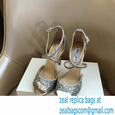 Jimmy Choo Heel 10.5cm EMSY Sandals Glitter Silver 2021