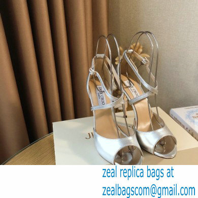 Jimmy Choo Heel 10.5cm EMSY Sandals Leather Silver 2021