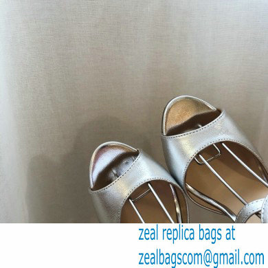 Jimmy Choo Heel 10.5cm EMSY Sandals Leather Silver 2021 - Click Image to Close