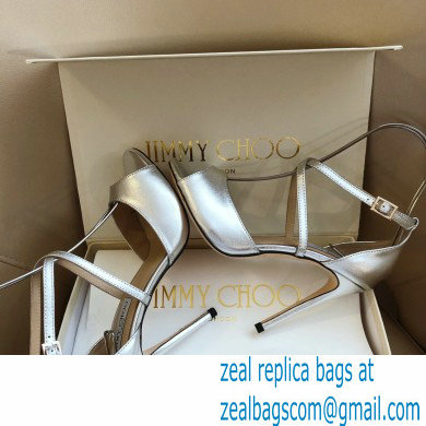 Jimmy Choo Heel 10.5cm EMSY Sandals Leather Silver 2021 - Click Image to Close