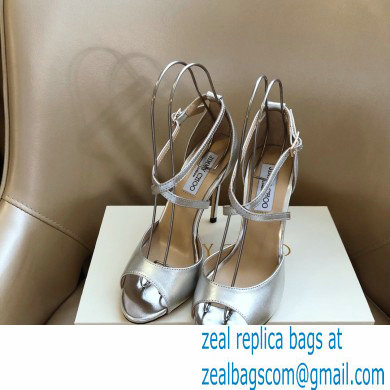 Jimmy Choo Heel 10.5cm EMSY Sandals Leather Silver 2021