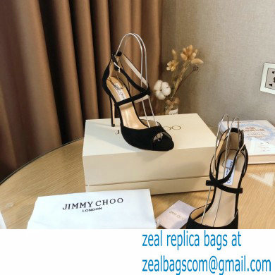 Jimmy Choo Heel 10.5cm EMSY Sandals Suede Black 2021