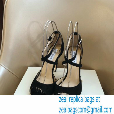 Jimmy Choo Heel 10.5cm EMSY Sandals Suede Black 2021