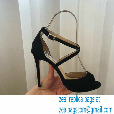 Jimmy Choo Heel 10.5cm EMSY Sandals Suede Black 2021