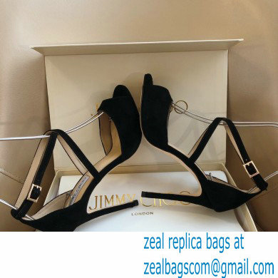 Jimmy Choo Heel 10.5cm EMSY Sandals Suede Black 2021