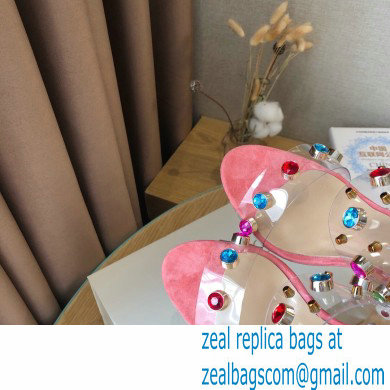 Jimmy Choo Heel 10.5cm PVC Mules Pink with Crystal Stud Embellishment 2021