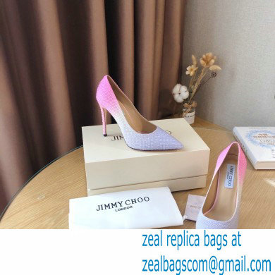 Jimmy Choo Heel 10.5cm ROMY Pointed-Toe Pumps Satin with Crystal Hotfix Embellishment 2021