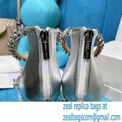 Jimmy Choo Heel 10cm Josefine Sandals Leather Silver with Crystal Embellishment 2021 - Click Image to Close