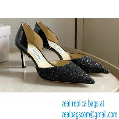 Jimmy Choo Heel 6.5cm ESTHER Pointed Pumps Glitter Black 2021 - Click Image to Close