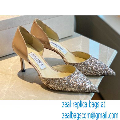 Jimmy Choo Heel 6.5cm ESTHER Pointed Pumps Glitter Gold 2021