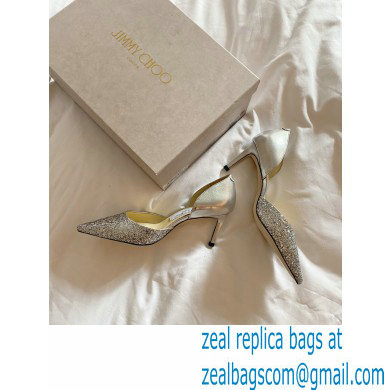 Jimmy Choo Heel 6.5cm ESTHER Pointed Pumps Glitter Silver 2021 - Click Image to Close