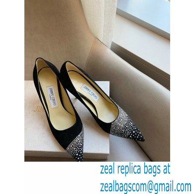 Jimmy Choo Heel 6.5cm Love Pumps Crystal Covered Suede Black 2021 - Click Image to Close