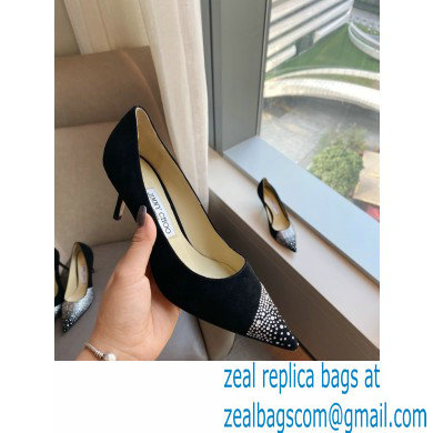 Jimmy Choo Heel 6.5cm Love Pumps Crystal Covered Suede Black 2021 - Click Image to Close