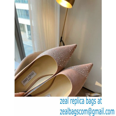 Jimmy Choo Heel 6.5cm Love Pumps Crystal Covered Suede Nude Pink 2021 - Click Image to Close