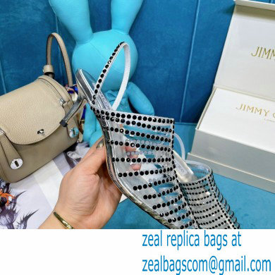 Jimmy Choo Heel 6.5cm Thu Crystal Stud Point Toe Heels Silver 2021