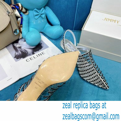 Jimmy Choo Heel 6.5cm Thu Crystal Stud Point Toe Heels Silver 2021 - Click Image to Close